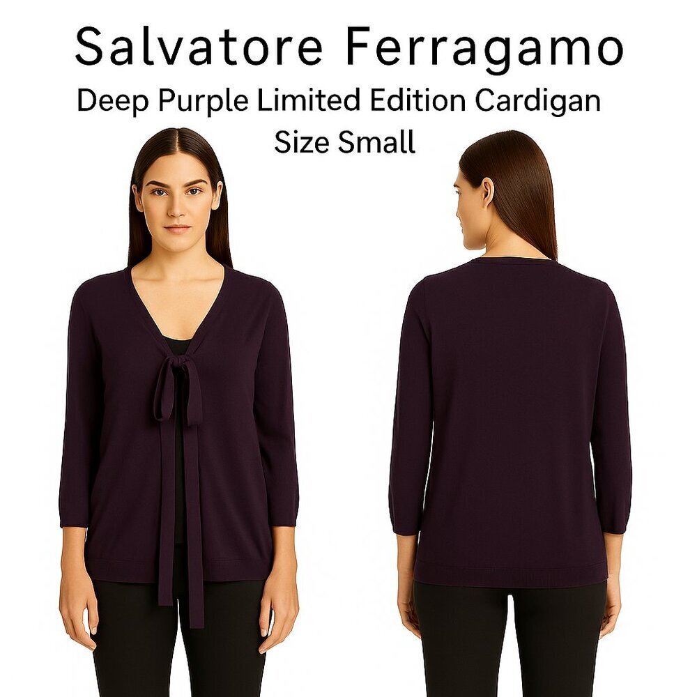 Salvatore Ferragamo Limited Edition Purple Virgin Wool Cardigan Size S